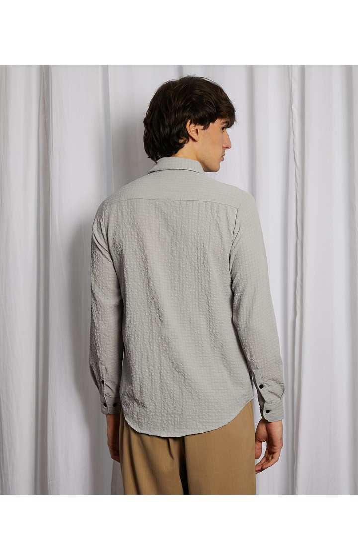 Men's Grey Solid Casual Shirts