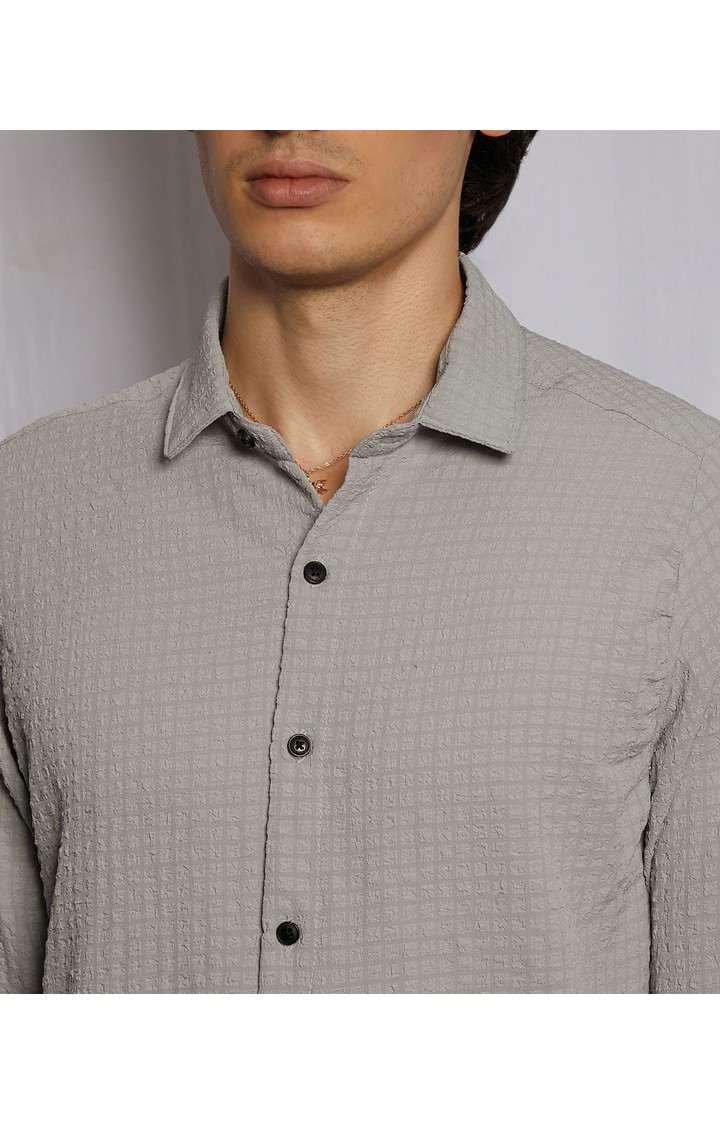Men's Grey Solid Casual Shirts