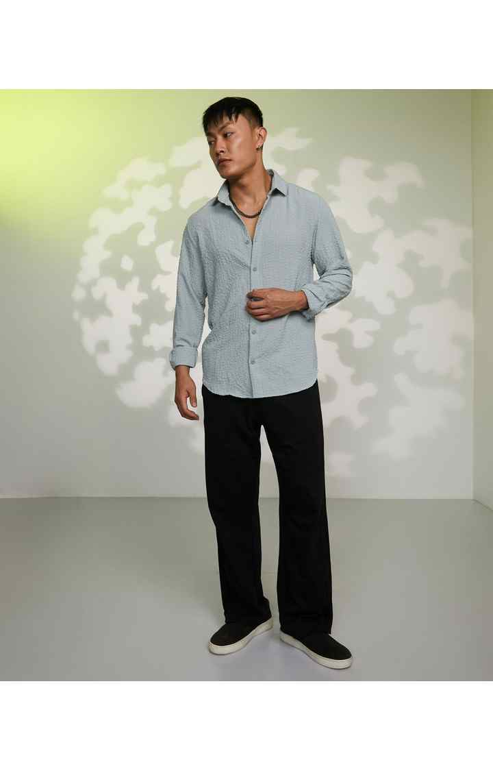 Men's Grey Solid Casual Shirts