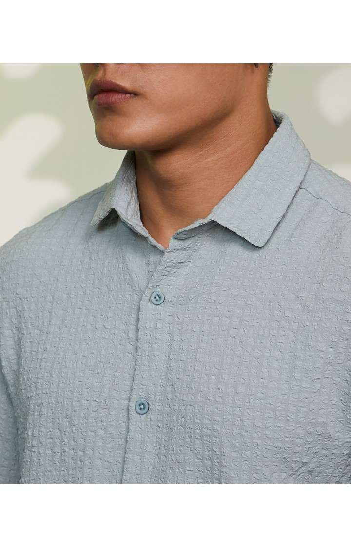 Men's Grey Solid Casual Shirts