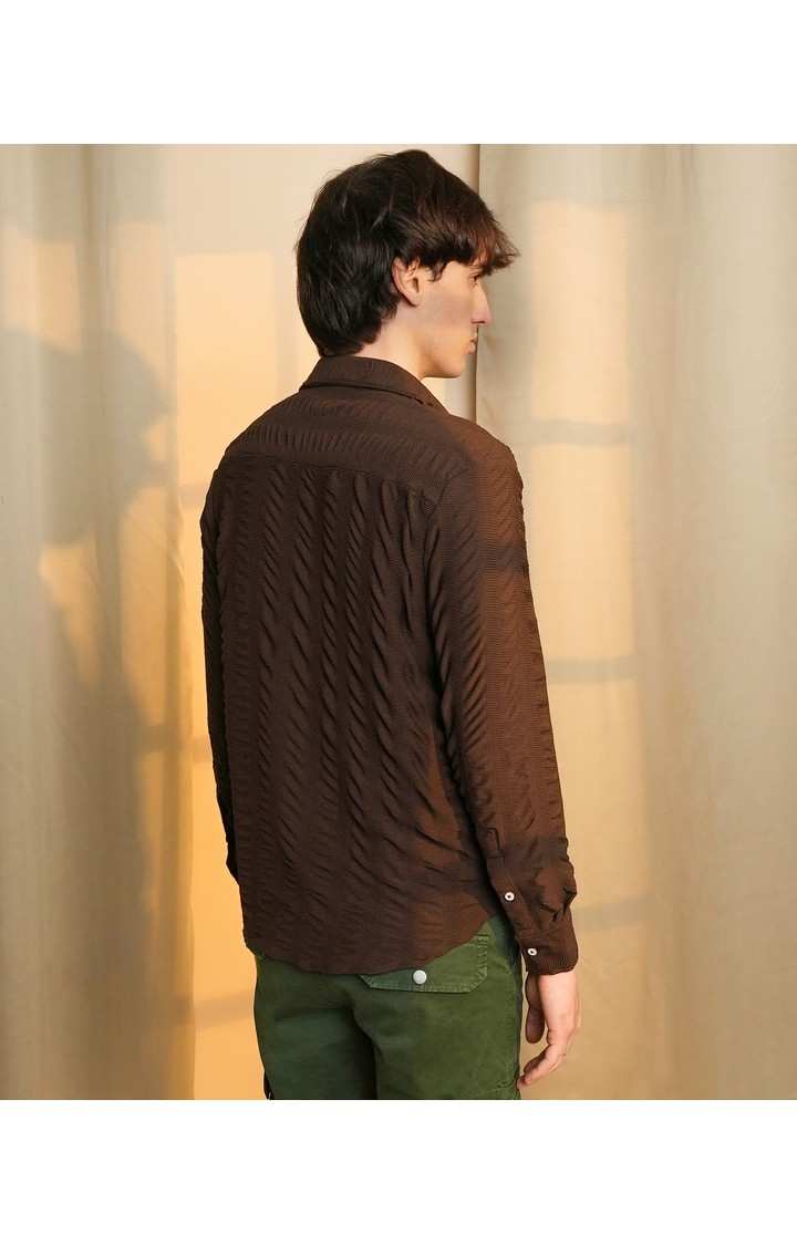 Men's Maroon Striped Casual Shirts