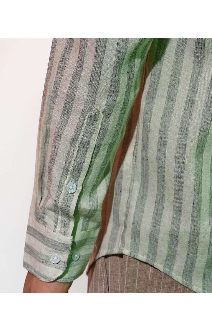 Men's Grey Striped Casual Shirts