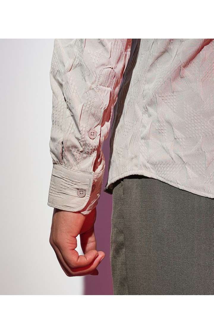 Men's Beige Solid Casual Shirts
