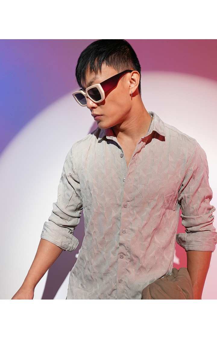 Men's Beige Solid Casual Shirts