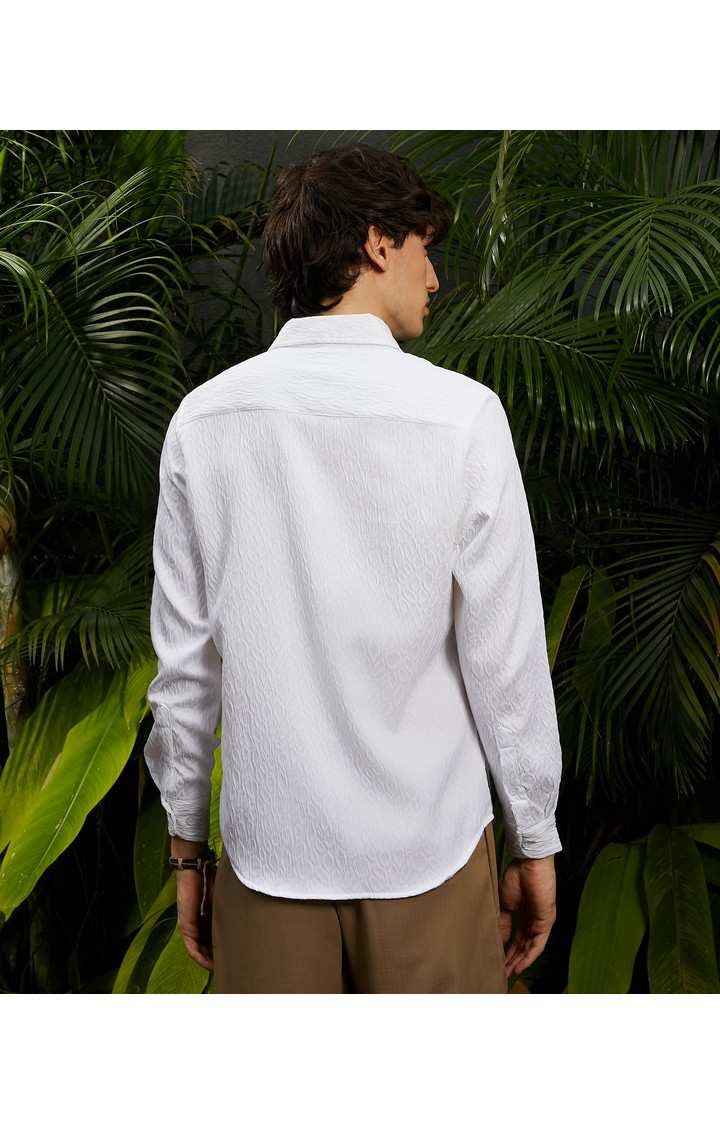 Men's White Solid Casual Shirts