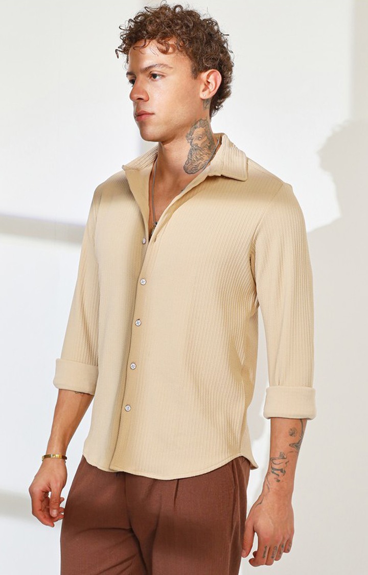 Men's Yellow Solid Casual Shirts