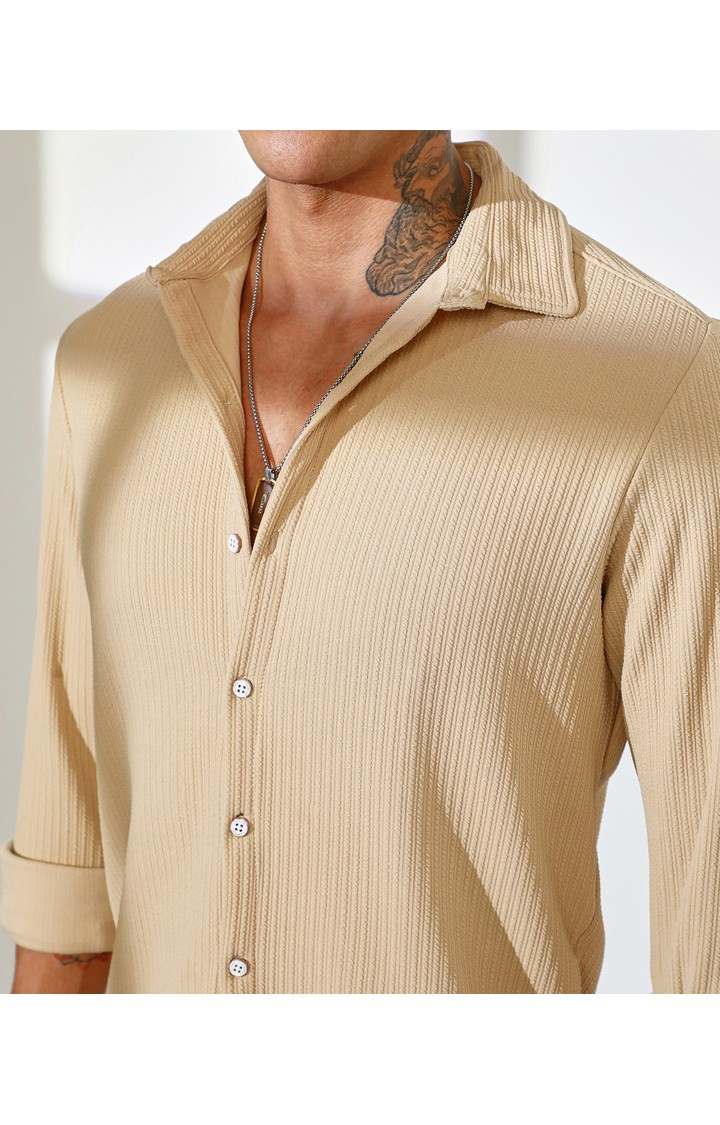 Men's Yellow Solid Casual Shirts