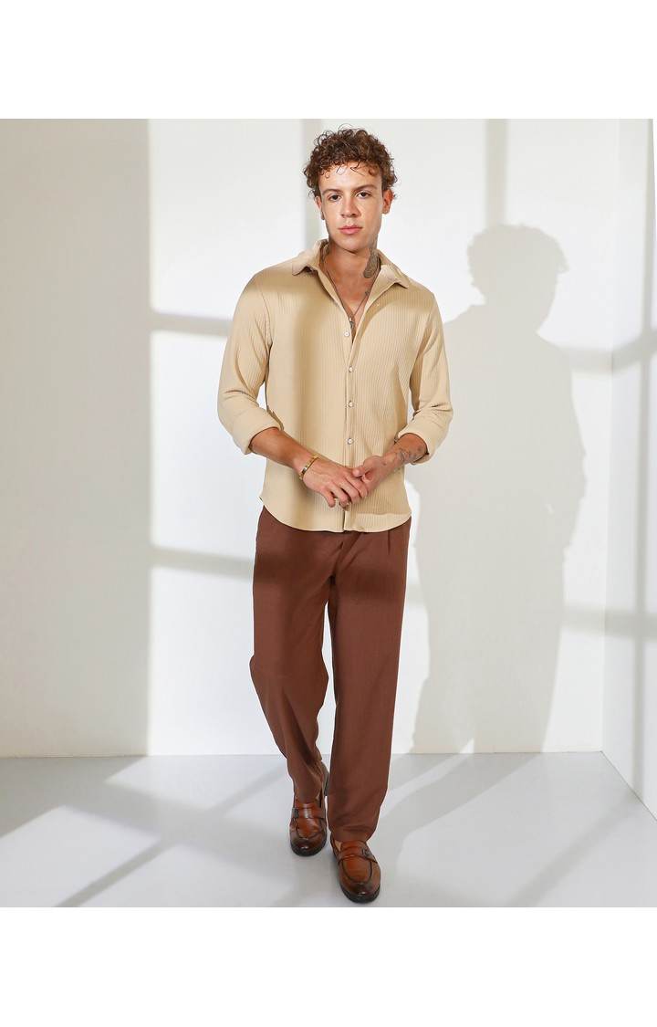 Men's Yellow Solid Casual Shirts