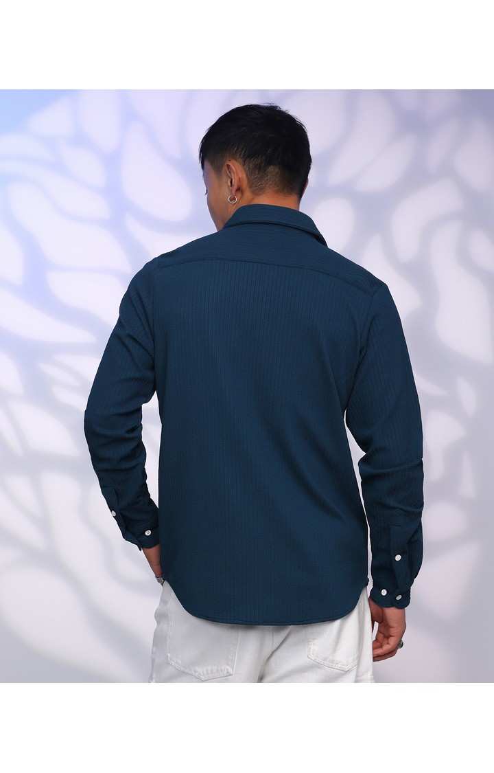 Men's Navy Solid Casual Shirts