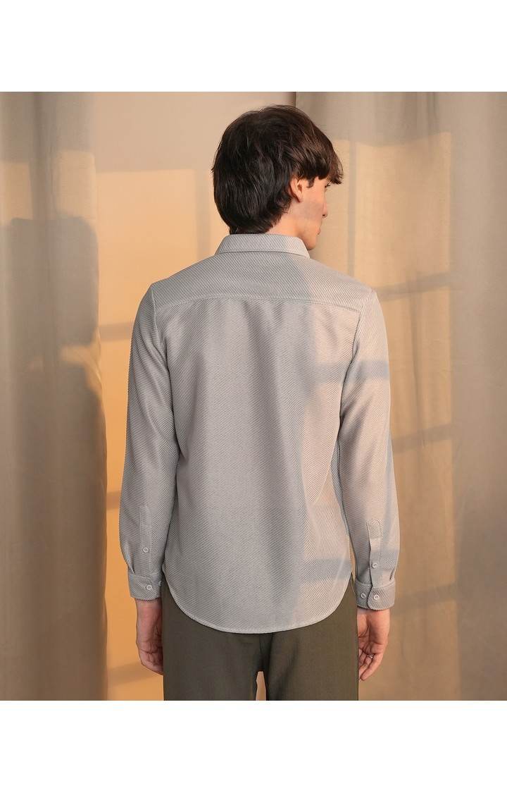 Men's Grey Solid Casual Shirts