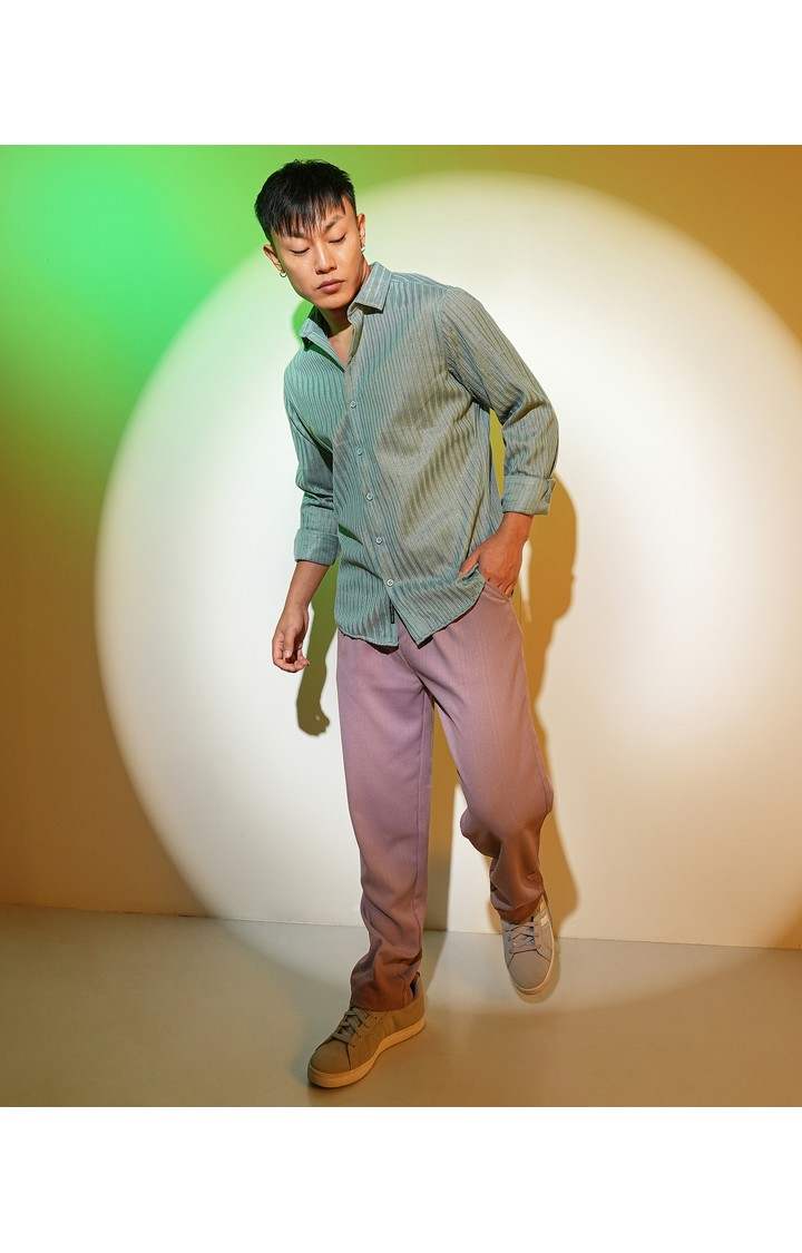 Men's Green Solid Casual Shirts