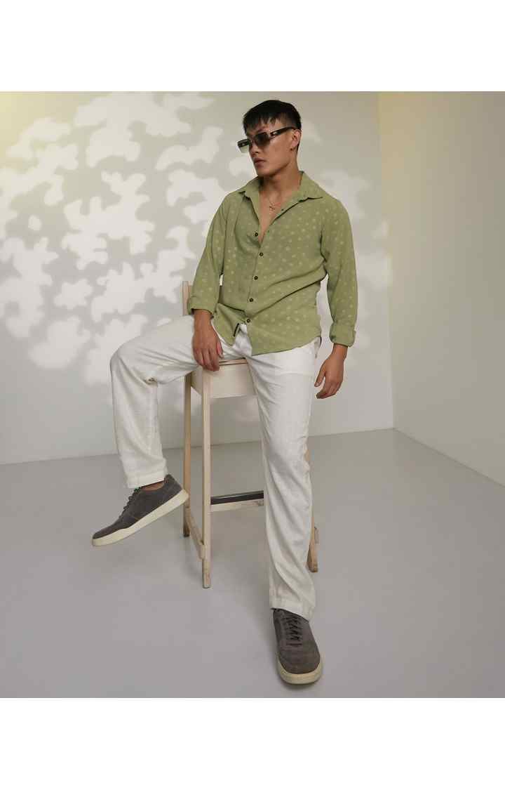 Men's Green Printed Casual Shirts