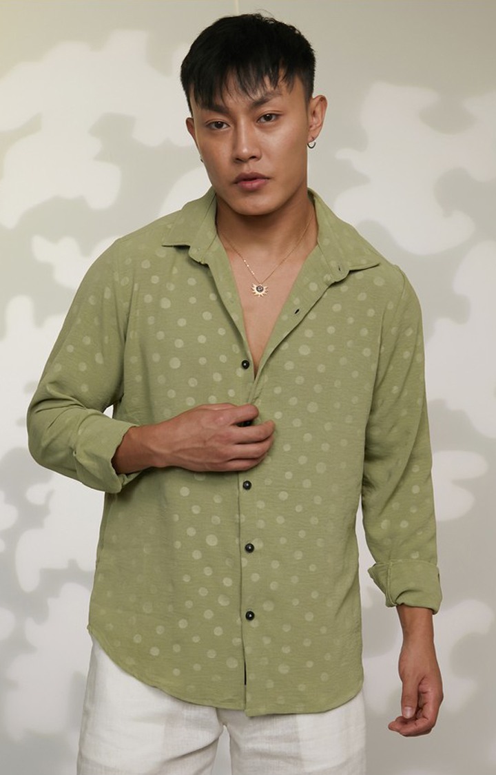 Men's Green Printed Casual Shirts