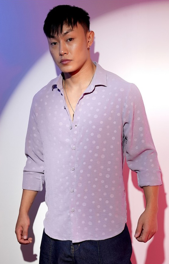 Men's Purple Solid Casual Shirts