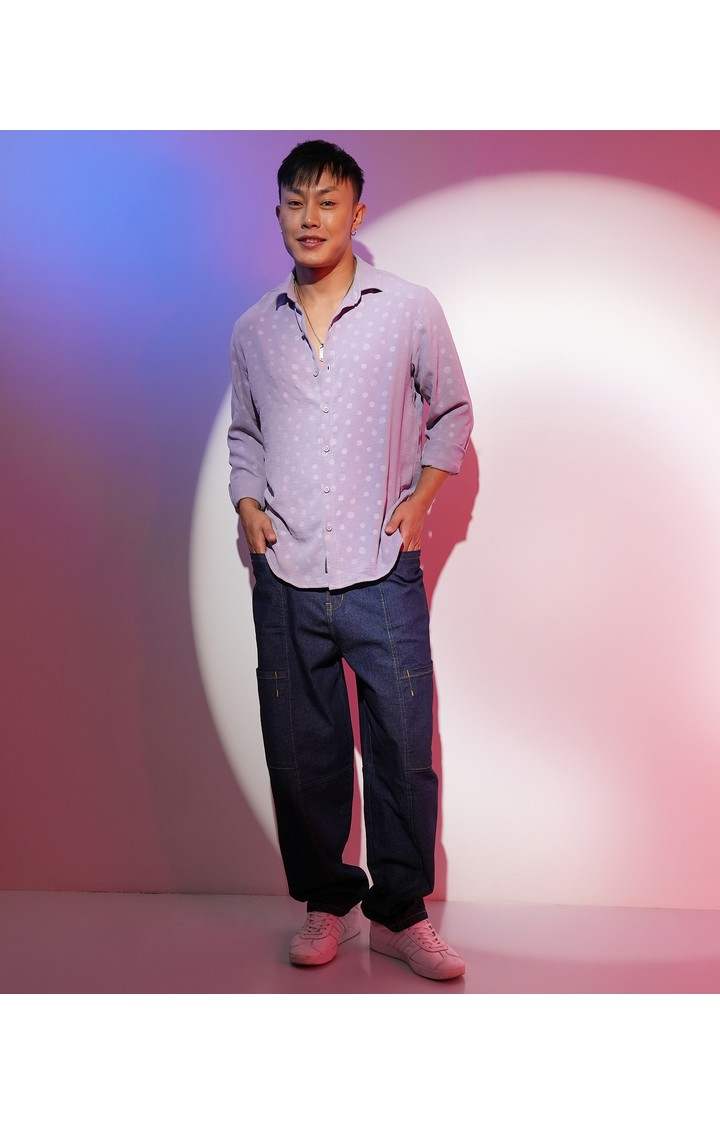 Men's Purple Solid Casual Shirts