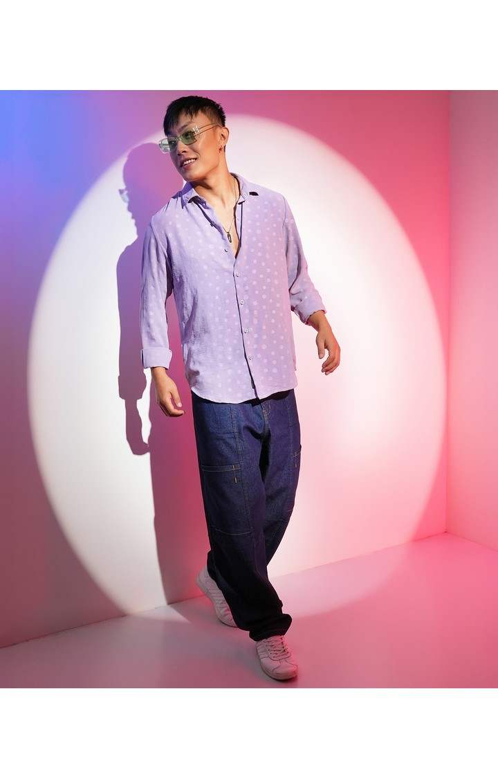 Men's Purple Solid Casual Shirts