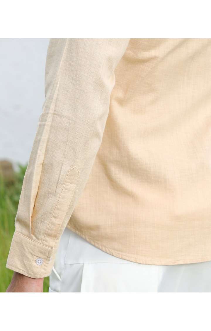 Men's Yellow Solid Casual Shirts