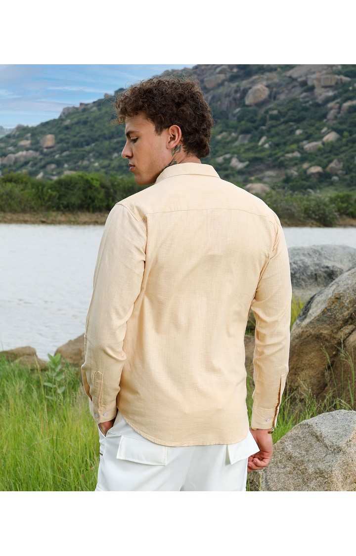 Men's Yellow Solid Casual Shirts