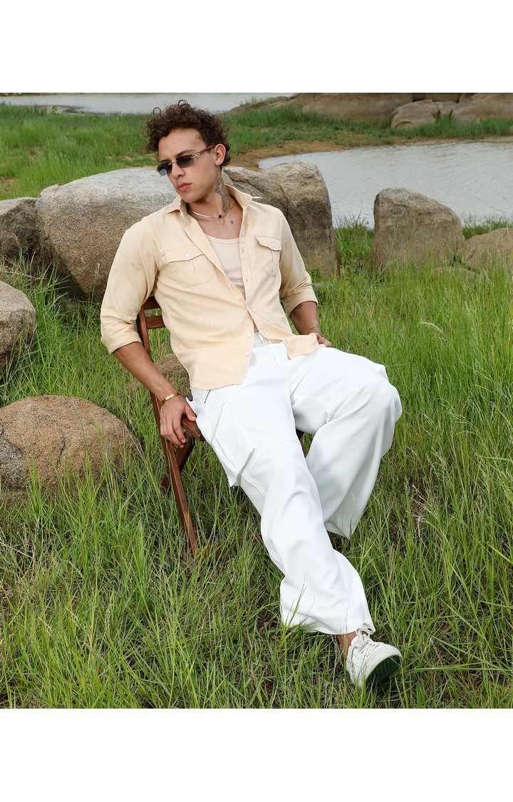 Men's Yellow Solid Casual Shirts