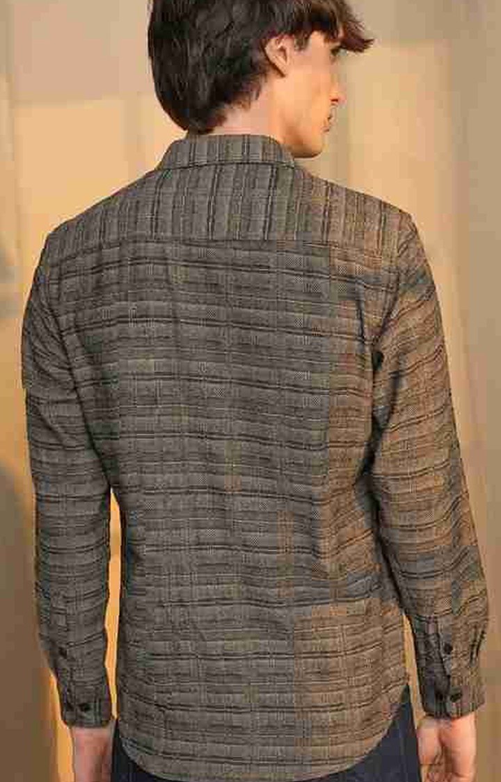 Men's Brown Checked Casual Shirts