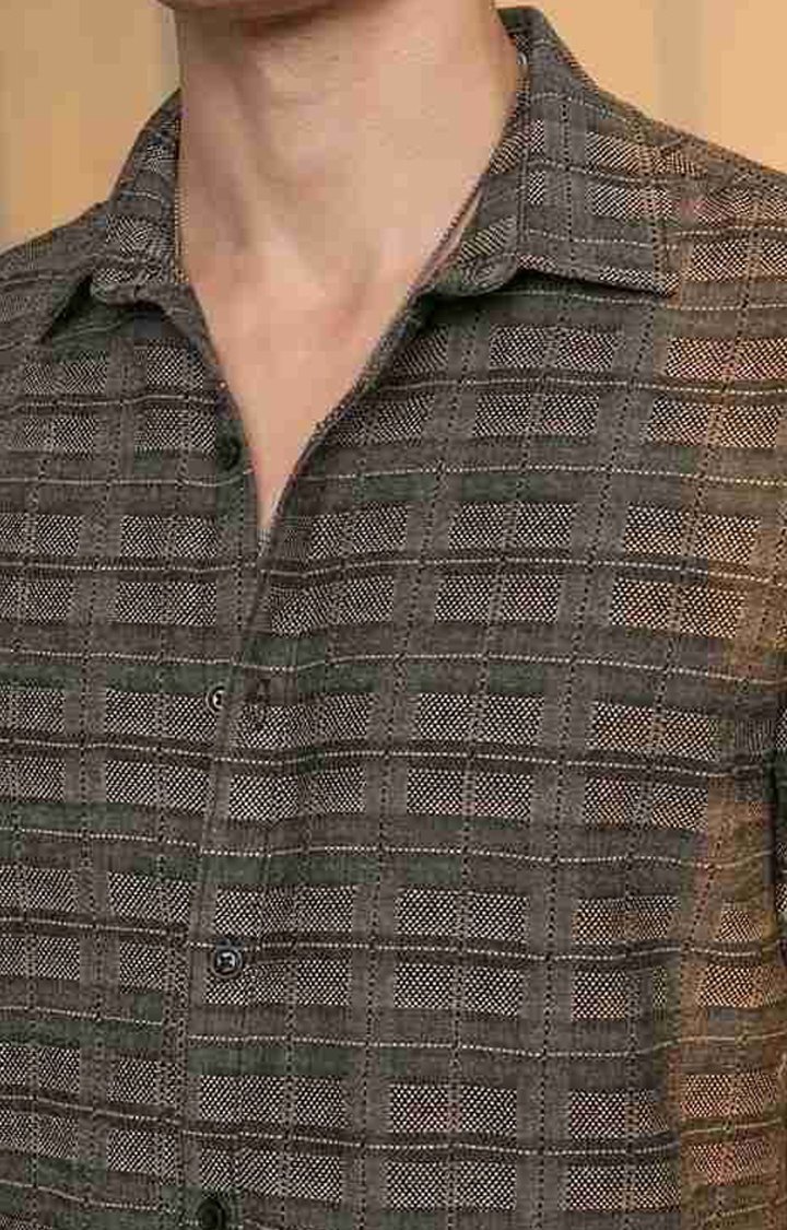 Men's Brown Checked Casual Shirts