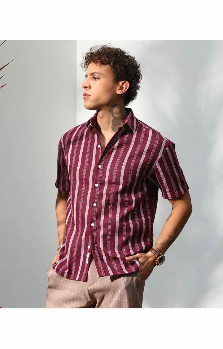 Men's Red Striped Casual Shirts
