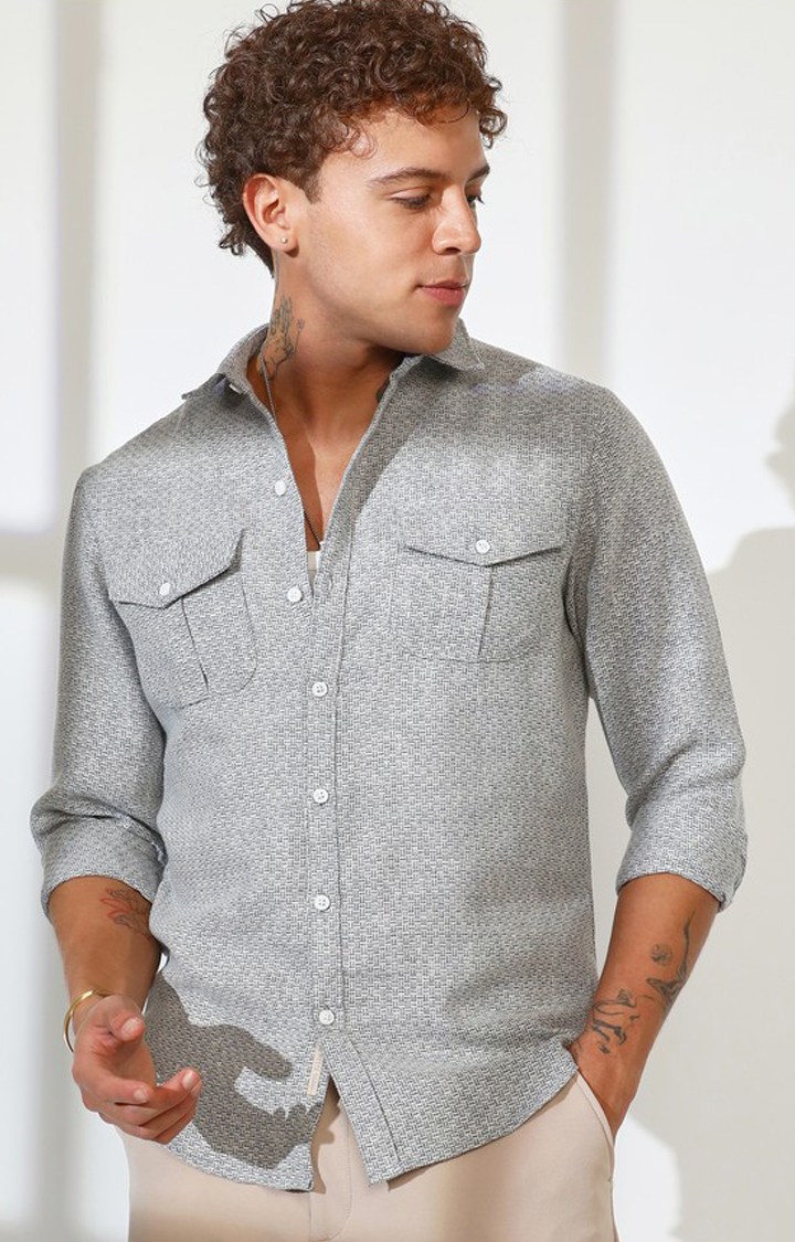 Men's Multicolor Textured Casual Shirts