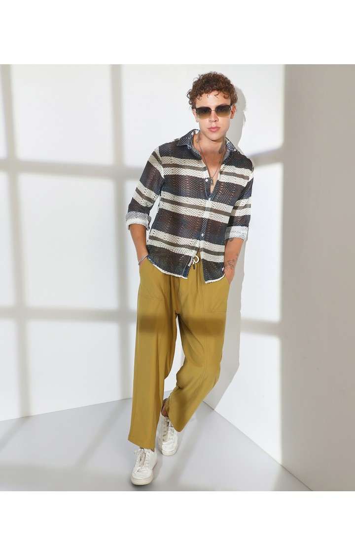 Men's Blue Colourblock Casual Shirts