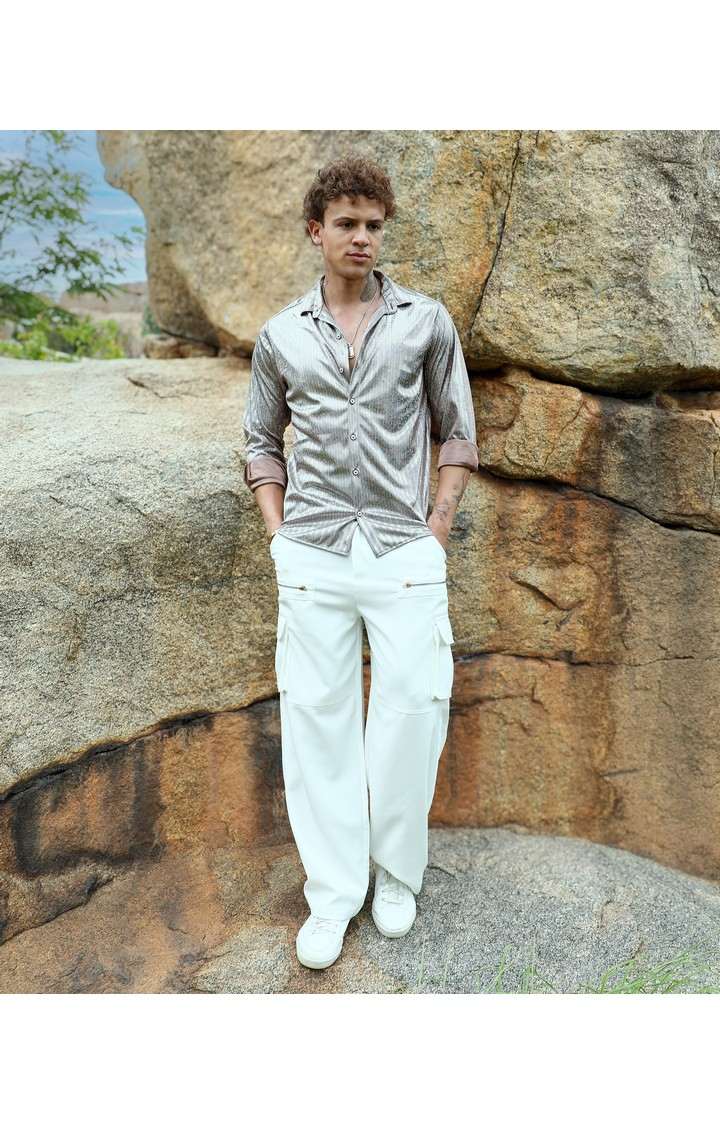Men's Brown Printed Casual Shirts