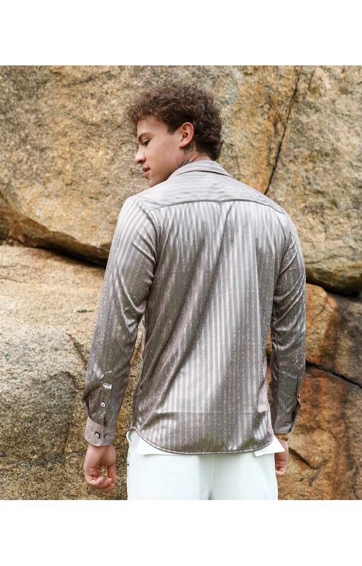 Men's Brown Printed Casual Shirts