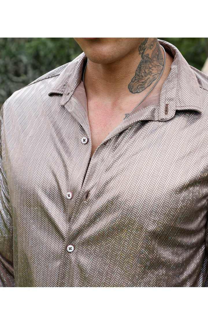 Men's Brown Printed Casual Shirts