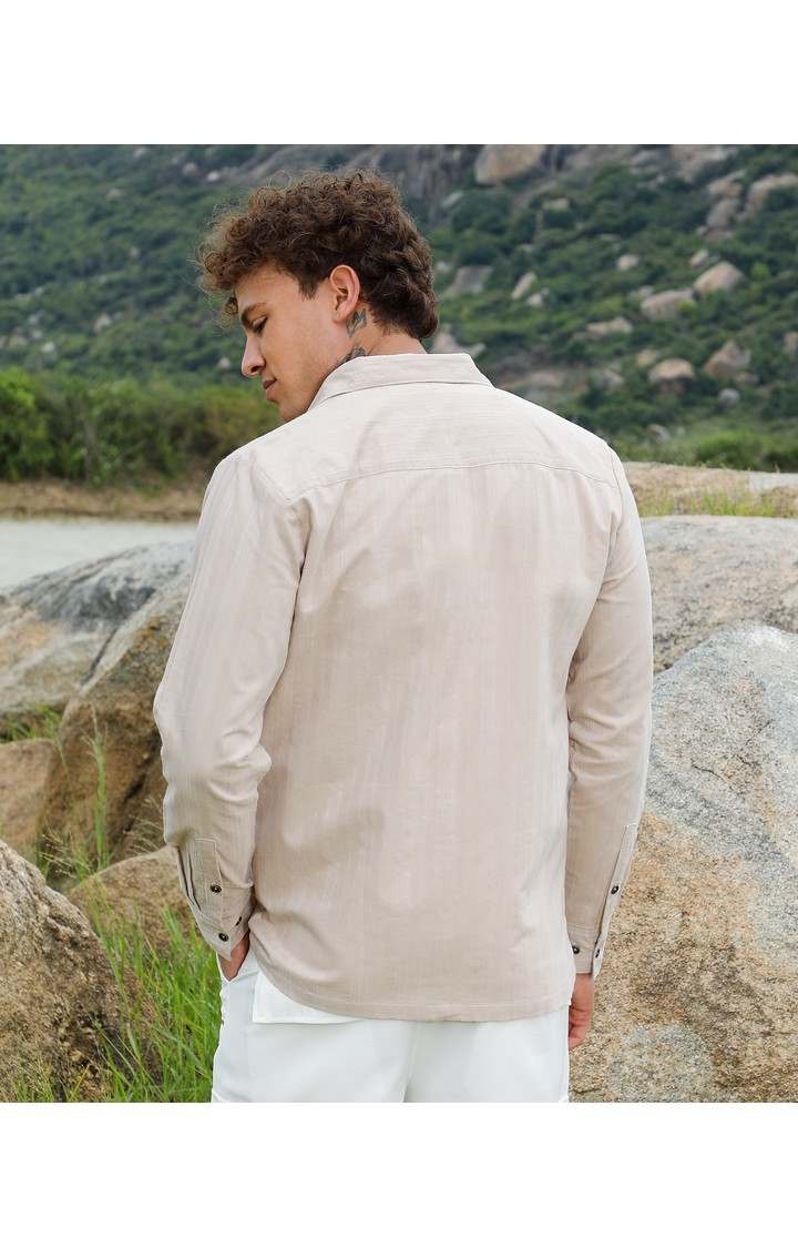 Men's Brown Solid Casual Shirts