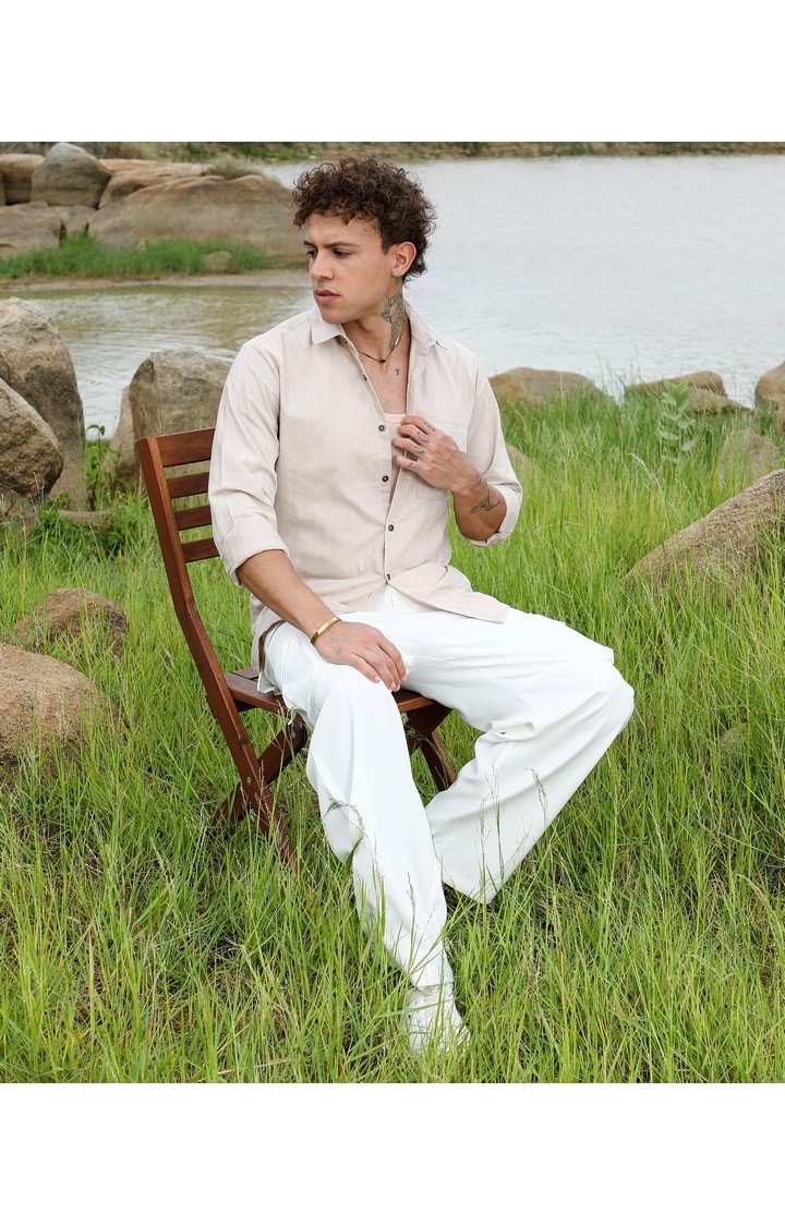 Men's Brown Solid Casual Shirts