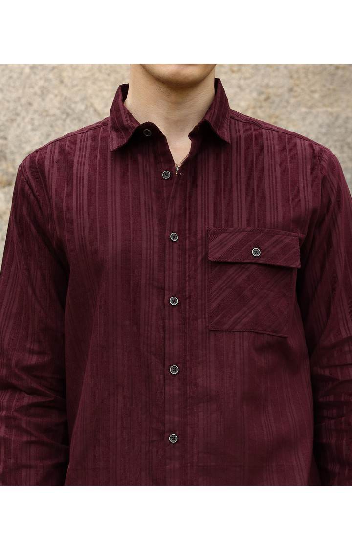 Men's Red Solid Casual Shirts
