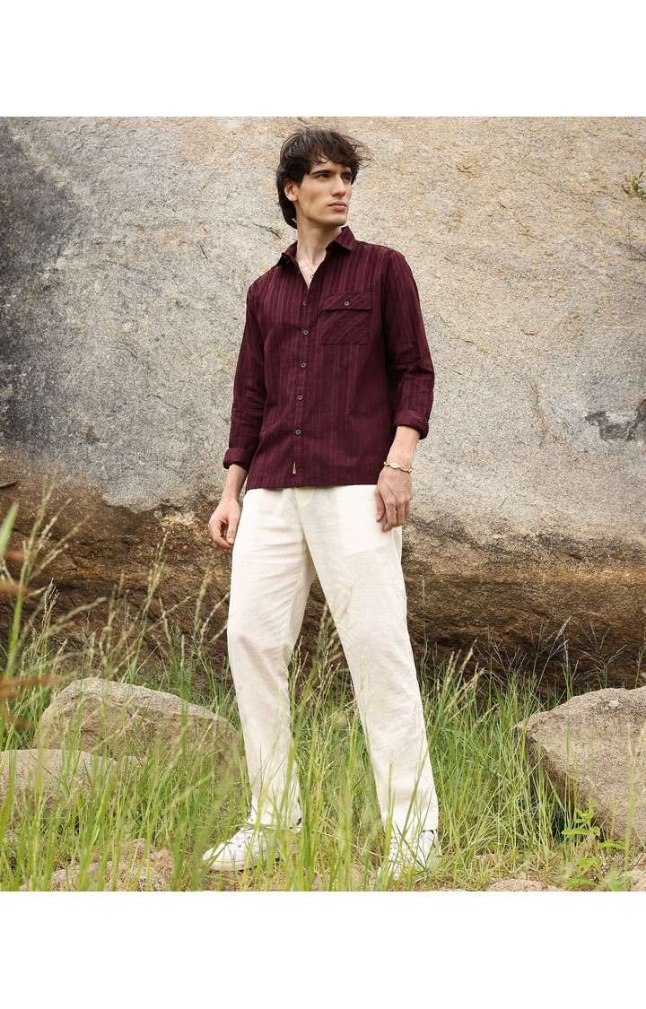 Men's Red Solid Casual Shirts