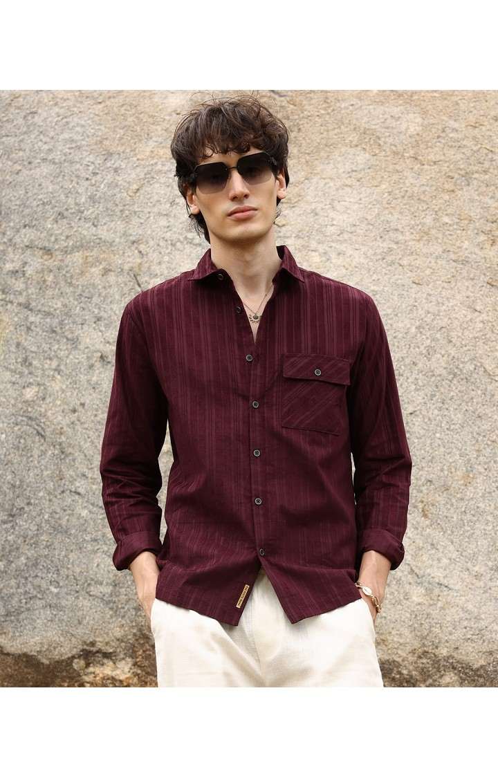 Men's Red Solid Casual Shirts