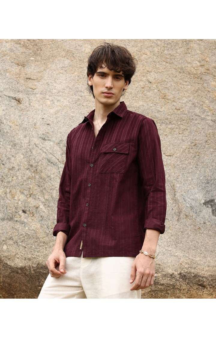 Men's Red Solid Casual Shirts