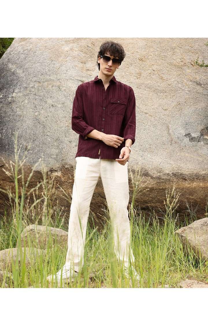 Men's Red Solid Casual Shirts