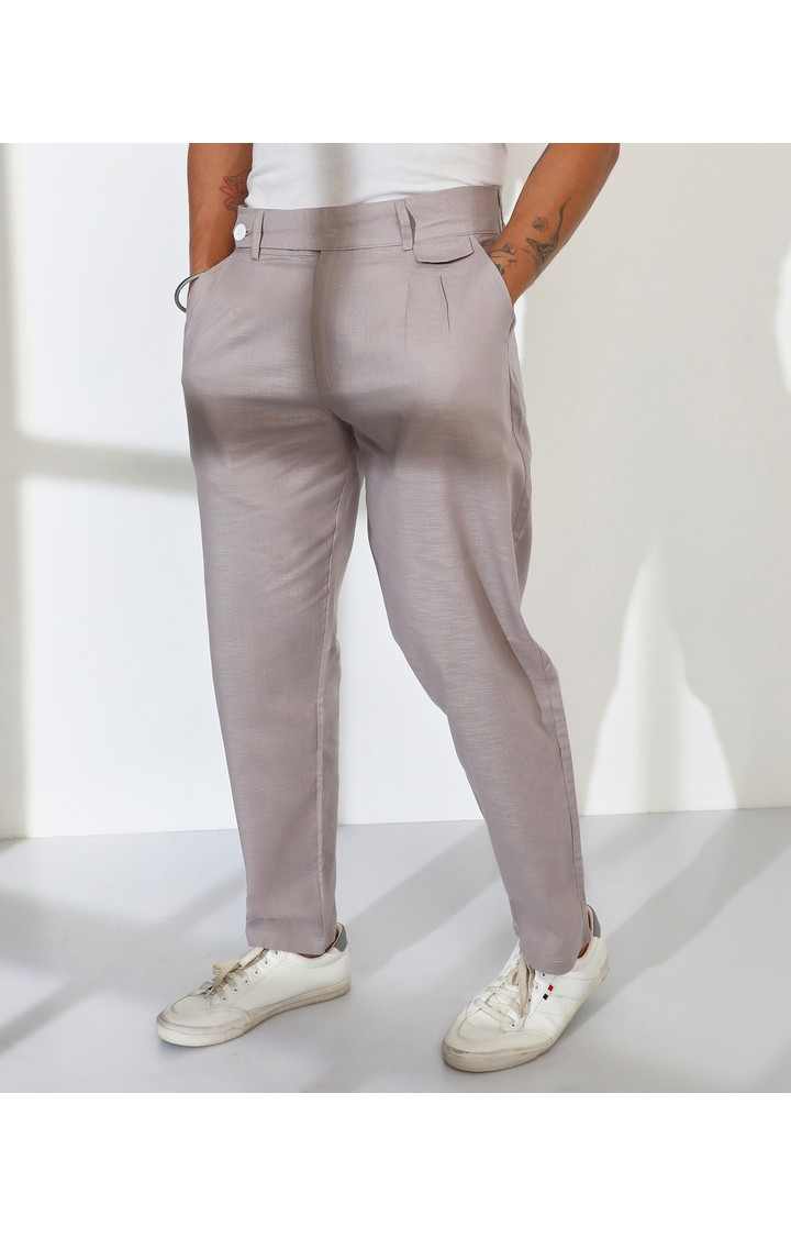Men's Cloud Grey Solid Polyester Trousers