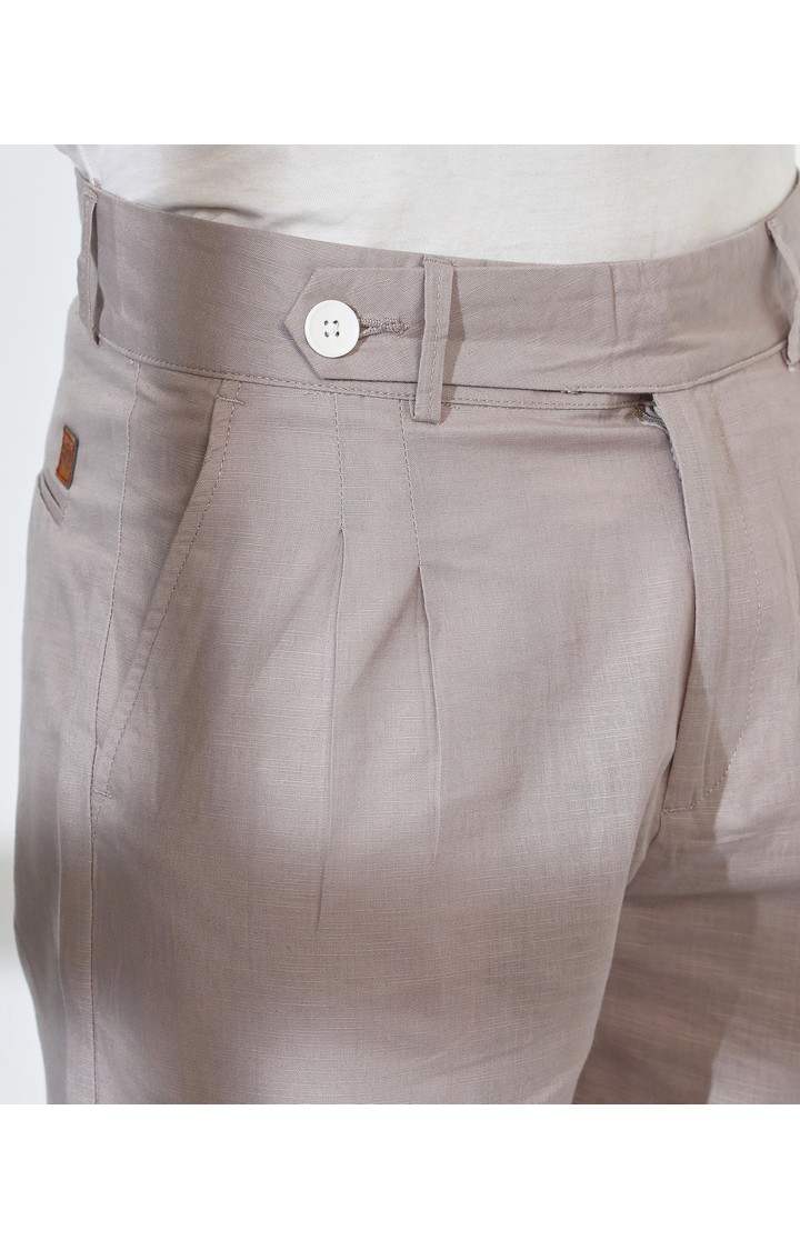 Men's Cloud Grey Solid Polyester Trousers