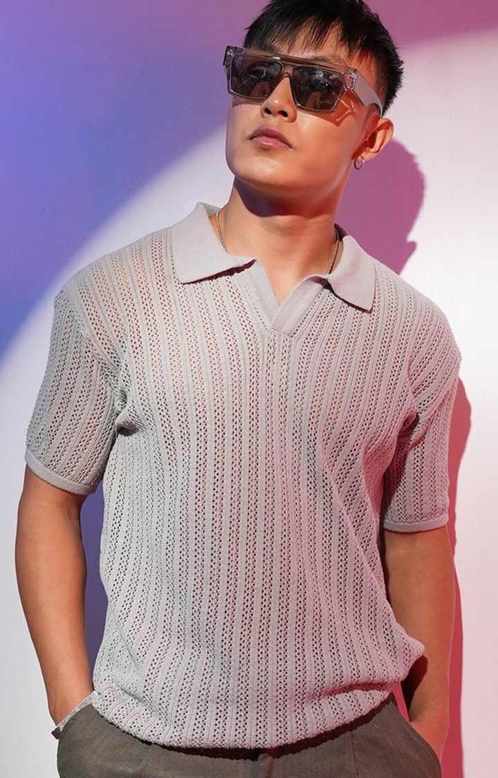 Men's Grey Solid T-Shirts