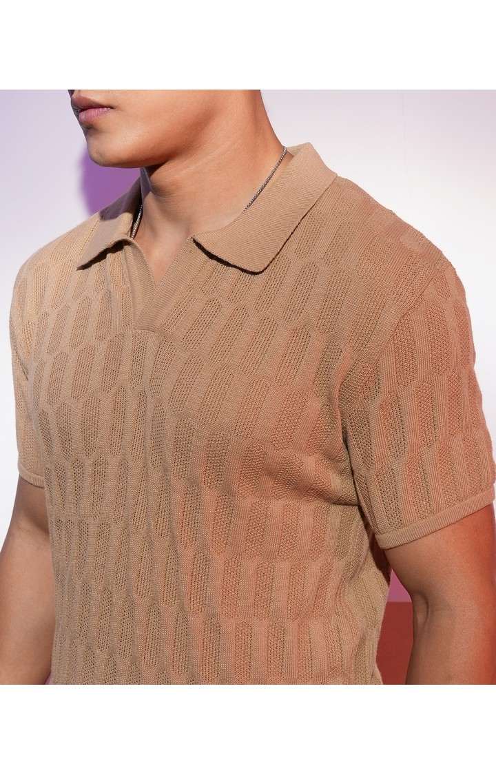Men's Brown Solid T-Shirts