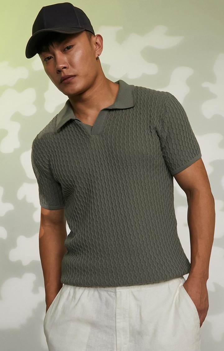 Men's Grey Solid T-Shirts