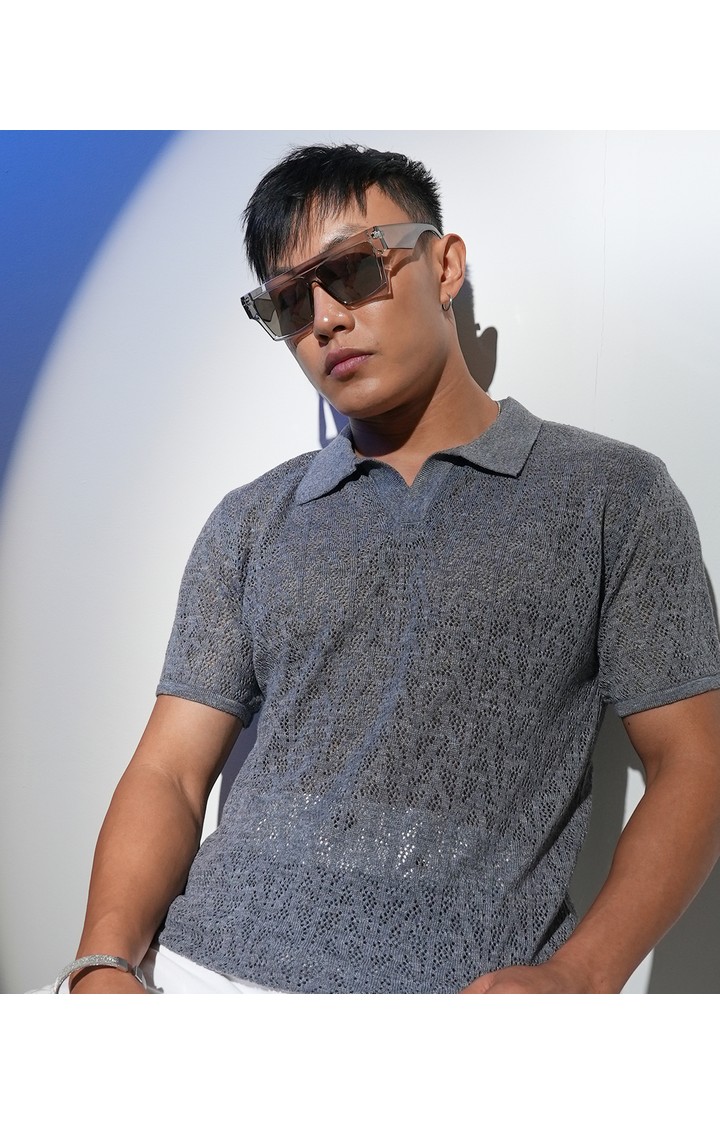 Men's Grey Solid T-Shirts