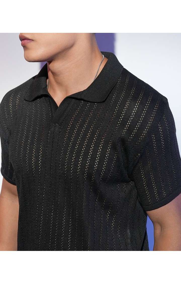 Men's Black Solid T-Shirts