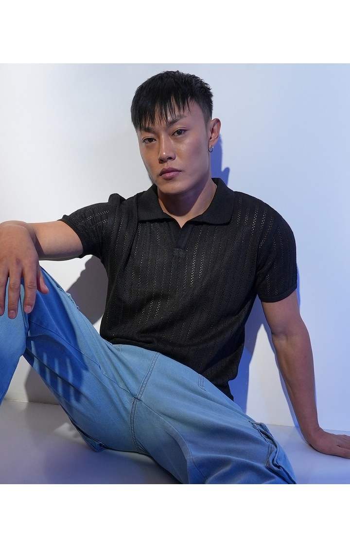 Men's Black Solid T-Shirts