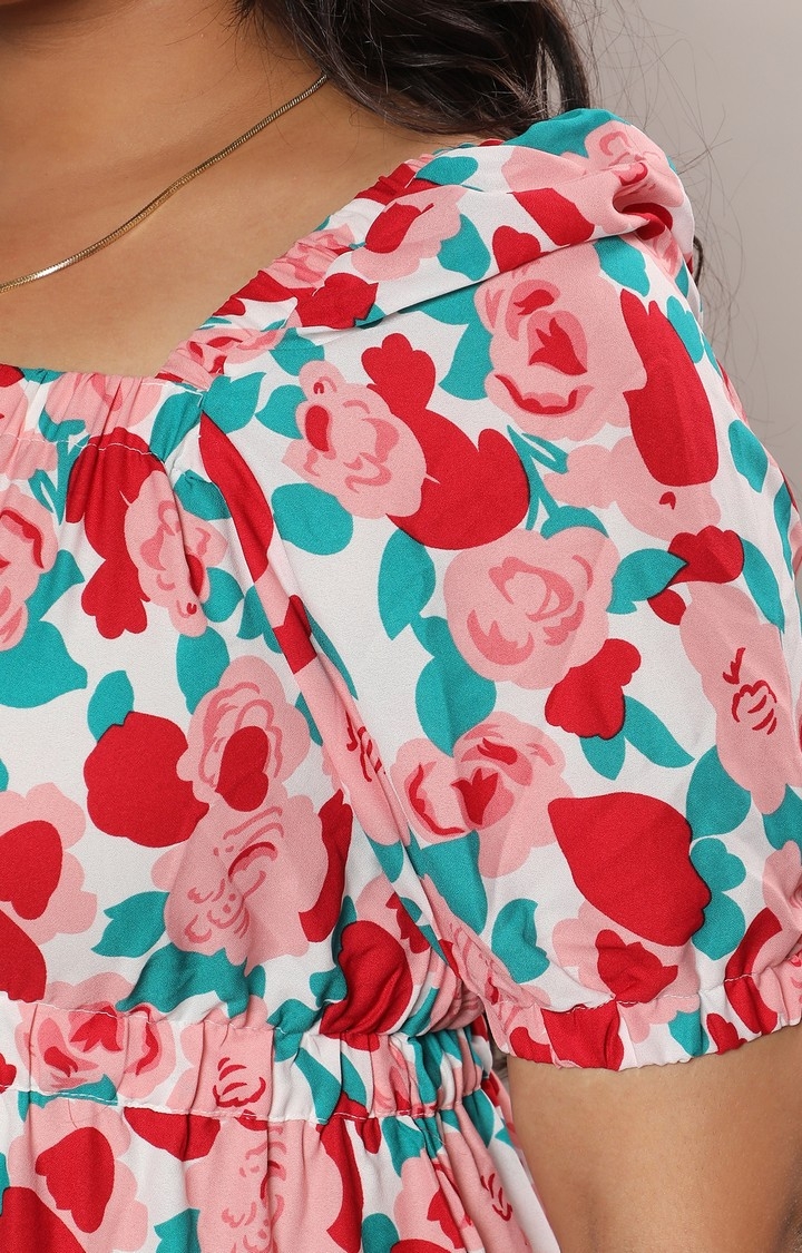 Women's Red Floral Dresses