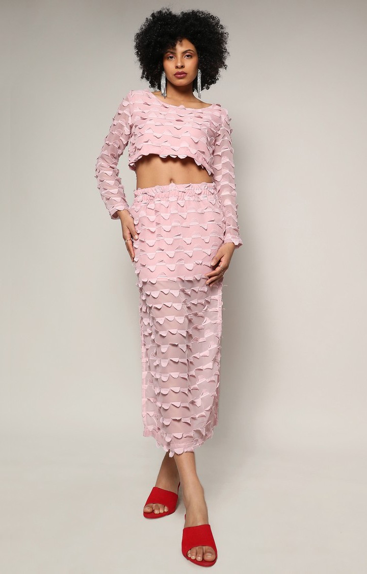 Women's Pink Embellished Co-ords