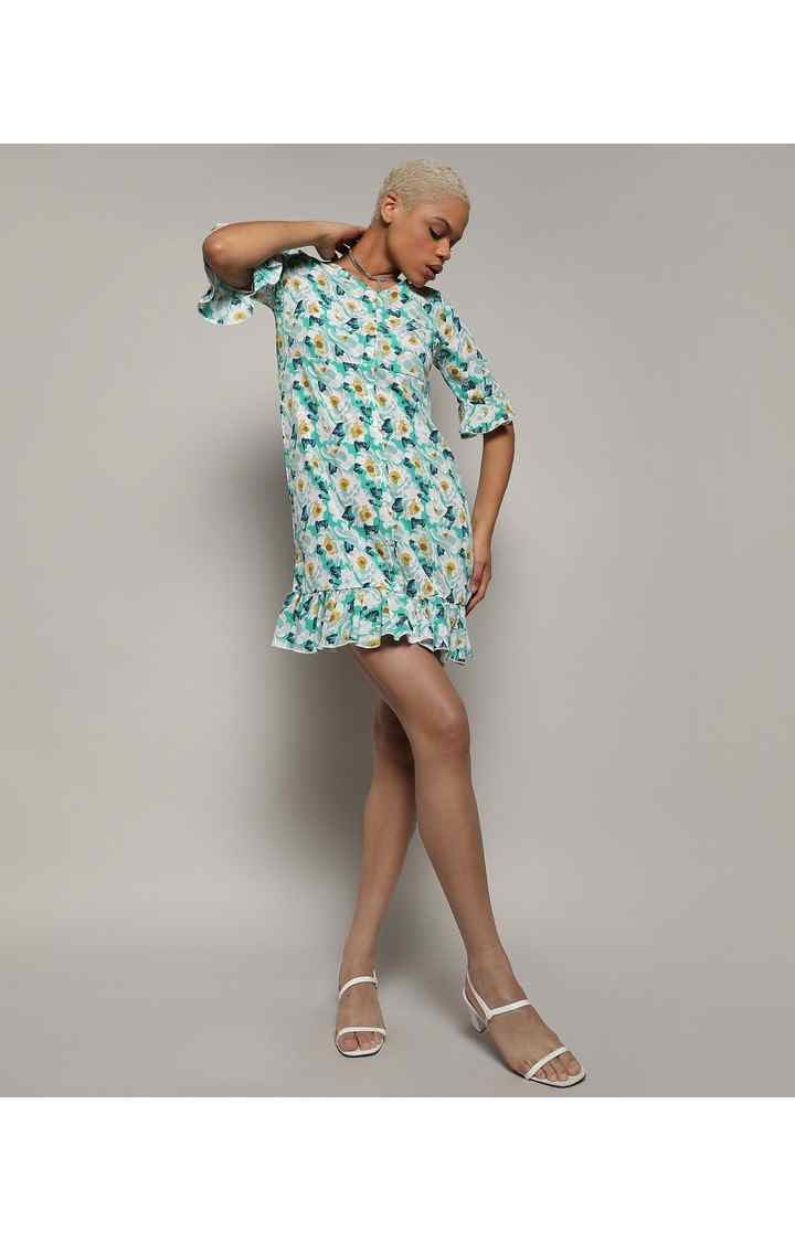 Women's Blue Printed Dresses