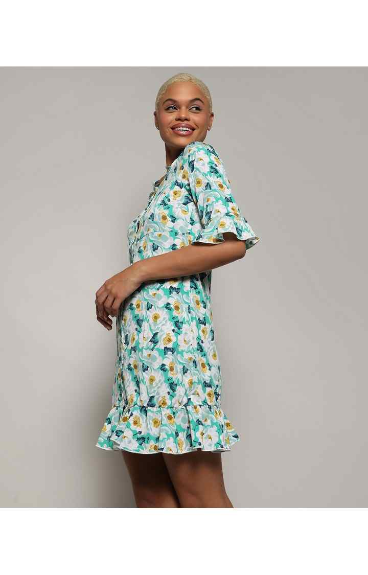Women's Blue Printed Dresses